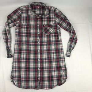 Victoria’s‎ Secret Plaid Flannel Button Up Night Shirt, Size Small Holiday